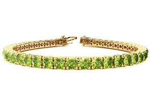 11 3/4 Carat Peridot Tennis Bracelet In 14K Yellow Gold (15.4 G), 9 Inches By SuperJeweler
