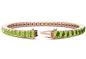 10 1/2 Carat Peridot Tennis Bracelet In 14K Rose Gold (13.7 G), 8 Inches By SuperJeweler
