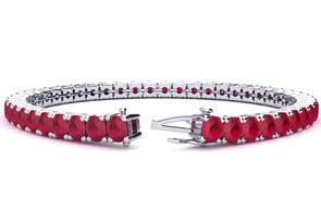 14 1/3 Carat Ruby Tennis Bracelet In 14K White Gold (13.7 G), 8 Inches By SuperJeweler