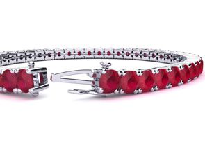 14 1/3 Carat Ruby Tennis Bracelet In 14K White Gold (13.7 G), 8 Inches By SuperJeweler