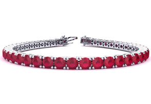 15 Carat Ruby Tennis Bracelet In 14K White Gold (14.6 G), 8.5 Inches By SuperJeweler