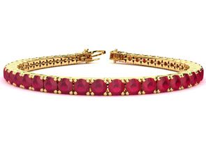 14 1/3 Carat Ruby Tennis Bracelet In 14K Yellow Gold (13.7 G), 8 Inches By SuperJeweler