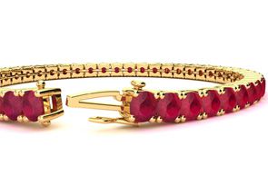 14 1/3 Carat Ruby Tennis Bracelet In 14K Yellow Gold (13.7 G), 8 Inches By SuperJeweler