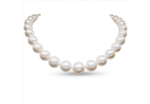 17 Inch 12mm AA Hand Knotted Pearl Necklace, 14k Yellow Gold Clasp By SuperJeweler