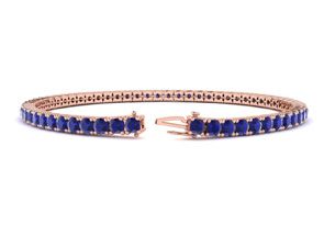 6 Carat Sapphire Tennis Bracelet In 14K Rose Gold (10.7 G), 8 Inches By SuperJeweler