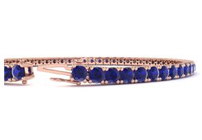 6 Carat Sapphire Tennis Bracelet In 14K Rose Gold (10.7 G), 8 Inches By SuperJeweler