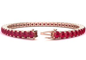 15 Carat Ruby Tennis Bracelet In 14K Rose Gold (14.6 G), 8.5 Inches By SuperJeweler