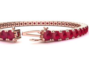 15 Carat Ruby Tennis Bracelet In 14K Rose Gold (14.6 G), 8.5 Inches By SuperJeweler