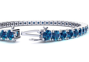7 3/4 Carat Blue Diamond Tennis Bracelet In 14K White Gold (10.3 G), 6 Inches By SuperJeweler