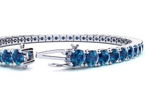 11 3/4 Carat Blue Diamond Tennis Bracelet In 14K White Gold (15.4 G), 9 Inches By SuperJeweler