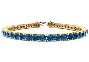 7 3/4 Carat Blue Diamond Tennis Bracelet In 14K Yellow Gold (10.3 G), 6 Inches By SuperJeweler