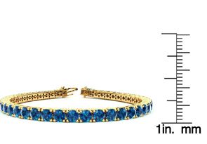 7 3/4 Carat Blue Diamond Tennis Bracelet In 14K Yellow Gold (10.3 G), 6 Inches By SuperJeweler