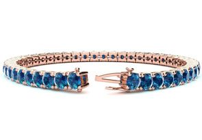 9 1/2 Carat Blue Diamond Tennis Bracelet In 14K Rose Gold (12 G), 7 Inches By SuperJeweler