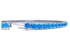 5 1/2 Carat Blue Topaz Tennis Bracelet In 14K White Gold (10.1 G), 7.5 Inches By SuperJeweler