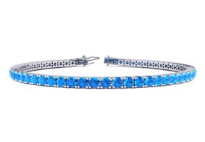6 1/3 Carat Blue Topaz Tennis Bracelet In 14K White Gold (11.4 G), 8.5 Inches By SuperJeweler