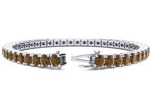 10 1/2 Carat Chocolate Bar Brown Champagne Diamond Tennis Bracelet In 14K White Gold (13.7 G), 8 Inches By SuperJeweler
