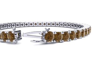 10 1/2 Carat Chocolate Bar Brown Champagne Diamond Tennis Bracelet In 14K White Gold (13.7 G), 8 Inches By SuperJeweler