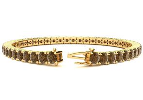 9 3/4 Carat Chocolate Bar Brown Champagne Diamond Tennis Bracelet In 14K Yellow Gold (12.9 G), 7.5 Inches By SuperJeweler