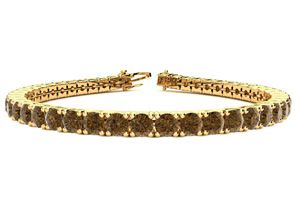 11 3/4 Carat Chocolate Bar Brown Champagne Diamond Tennis Bracelet In 14K Yellow Gold (15.4 G), 9 Inches By SuperJeweler