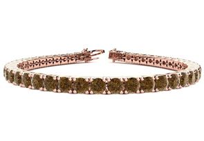9 3/4 Carat Chocolate Bar Brown Champagne Diamond Tennis Bracelet In 14K Rose Gold (12.9 G), 7.5 Inches By SuperJeweler