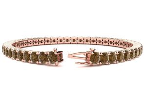 10 1/2 Carat Chocolate Bar Brown Champagne Diamond Tennis Bracelet In 14K Rose Gold (13.7 G), 8 Inches By SuperJeweler