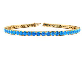 4 3/4 Carat Blue Topaz Tennis Bracelet In 14K Yellow Gold (8.7 G), 6 1/2 Inches By SuperJeweler