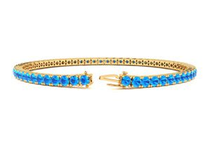 5 1/4 Carat Blue Topaz Tennis Bracelet In 14K Yellow Gold (9.4 G), 7 Inches By SuperJeweler