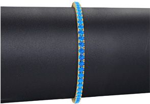 5 1/2 Carat Blue Topaz Tennis Bracelet In 14K Yellow Gold (10.1 G), 7.5 Inches By SuperJeweler