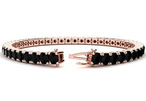 11 3/4 Carat Black Diamond Tennis Bracelet In 14K Rose Gold (15.4 G), 9 Inches By SuperJeweler