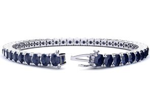 12 Carat Sapphire Tennis Bracelet In 14K White Gold (11.1 G), 6 1/2 Inches By SuperJeweler