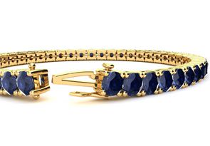 13 3/4 Carat Sapphire Tennis Bracelet In 14K Yellow Gold (12.9 G), 7.5 Inches By SuperJeweler