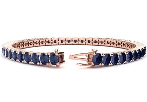 12 Carat Sapphire Tennis Bracelet In 14K Rose Gold (11.1 G), 6 1/2 Inches By SuperJeweler
