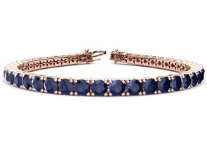 13 3/4 Carat Sapphire Tennis Bracelet In 14K Rose Gold (12.9 G), 7.5 Inches By SuperJeweler