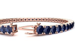 14 3/4 Carat Sapphire Tennis Bracelet In 14K Rose Gold (13.7 G), 8 Inches By SuperJeweler