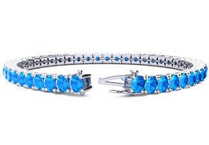 12 1/4 Carat Blue Topaz Tennis Bracelet In 14K White Gold (12.9 G), 7.5 Inches By SuperJeweler