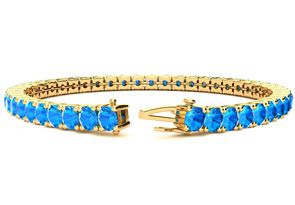 10 3/4 Carat Blue Topaz Tennis Bracelet In 14K Yellow Gold (11.1 G), 6 1/2 Inches By SuperJeweler