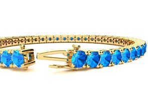 10 3/4 Carat Blue Topaz Tennis Bracelet In 14K Yellow Gold (11.1 G), 6 1/2 Inches By SuperJeweler