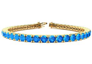 12 1/4 Carat Blue Topaz Tennis Bracelet In 14K Yellow Gold (12.9 G), 7.5 Inches By SuperJeweler
