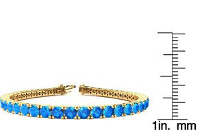 14 3/4 Carat Blue Topaz Tennis Bracelet In 14K Yellow Gold (15.4 G), 9 Inches By SuperJeweler