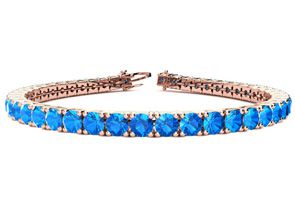 12 1/4 Carat Blue Topaz Tennis Bracelet In 14K Rose Gold (12.9 G), 7.5 Inches By SuperJeweler