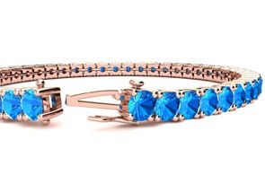 12 1/4 Carat Blue Topaz Tennis Bracelet In 14K Rose Gold (12.9 G), 7.5 Inches By SuperJeweler