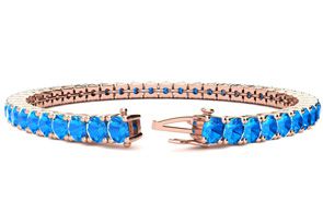 13 1/4 Carat Blue Topaz Tennis Bracelet In 14K Rose Gold (13.7 G), 8 Inches By SuperJeweler