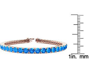 14 Carat Blue Topaz Tennis Bracelet In 14K Rose Gold (14.6 G), 8.5 Inches By SuperJeweler