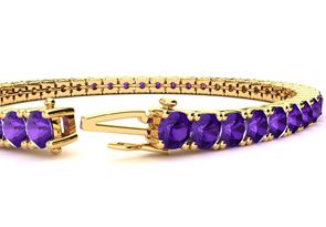 9 3/4 Carat Amethyst Tennis Bracelet In 14K Yellow Gold (12.9 G), 7.5 Inches By SuperJeweler
