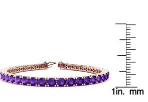 11 1/5 Carat Amethyst Tennis Bracelet In 14K Rose Gold (14.6 G), 8.5 Inches By SuperJeweler