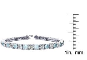 7 Carat Aquamarine & Diamond Tennis Bracelet In 14K White Gold (10.3 G), 6 Inches, I/J By SuperJeweler