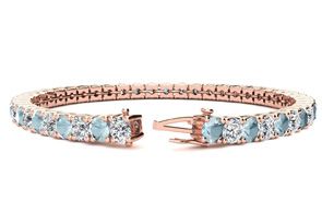 7 Carat Aquamarine & Diamond Tennis Bracelet In 14K Rose Gol, 6 Inches, I/J By SuperJeweler