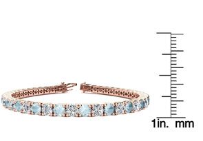 7 Carat Aquamarine & Diamond Tennis Bracelet In 14K Rose Gol, 6 Inches, I/J By SuperJeweler