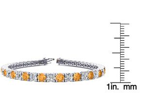 8 1/2 Carat Citrine & Diamond Tennis Bracelet In 14K White Gold (11.1 G), 6 1/2 Inches, I/J By SuperJeweler