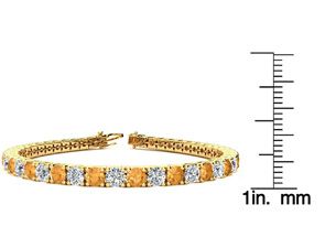 9 3/4 Carat Citrine & Diamond Tennis Bracelet In 14K Yellow Gold (12.9 G), 7.5 Inches, I/J By SuperJeweler